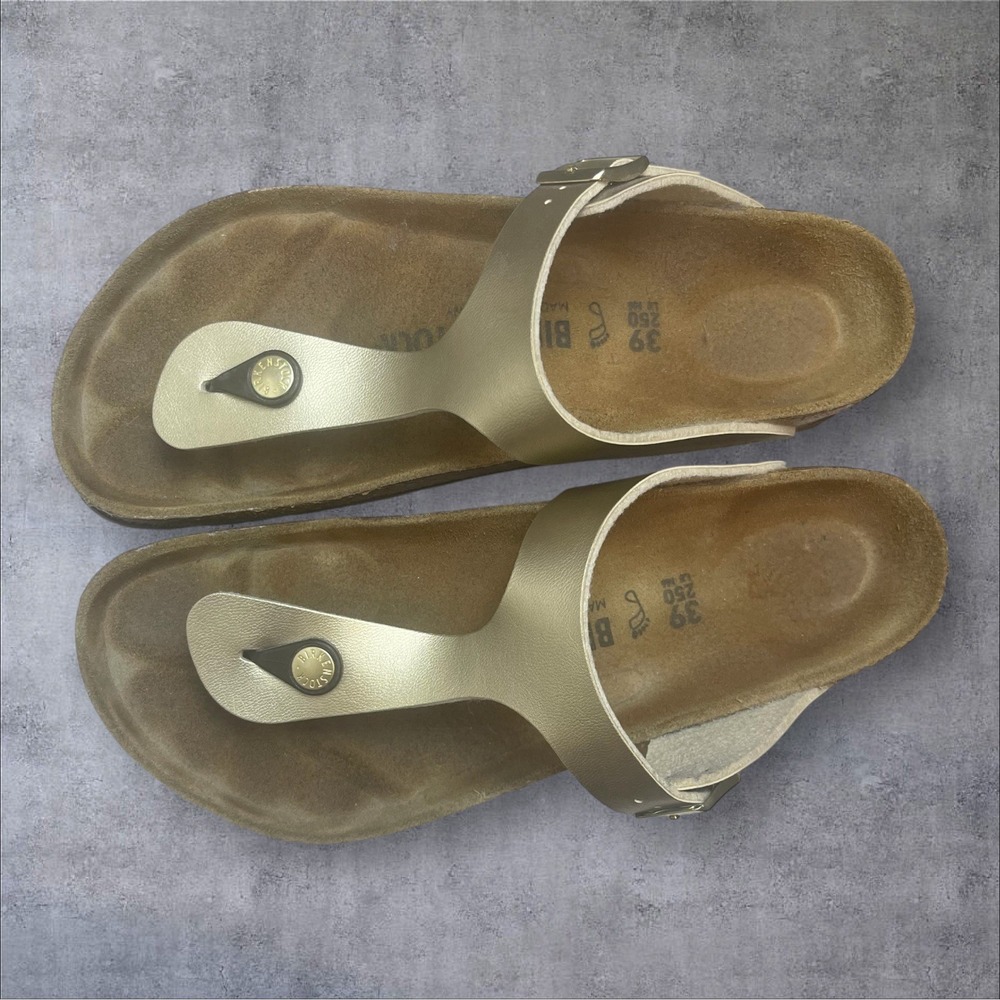 Birkenstock Gizeh Metallic Gold Thong Sandals Womens EU 39 / US 8 Flip Flop - Picture 7 of 11